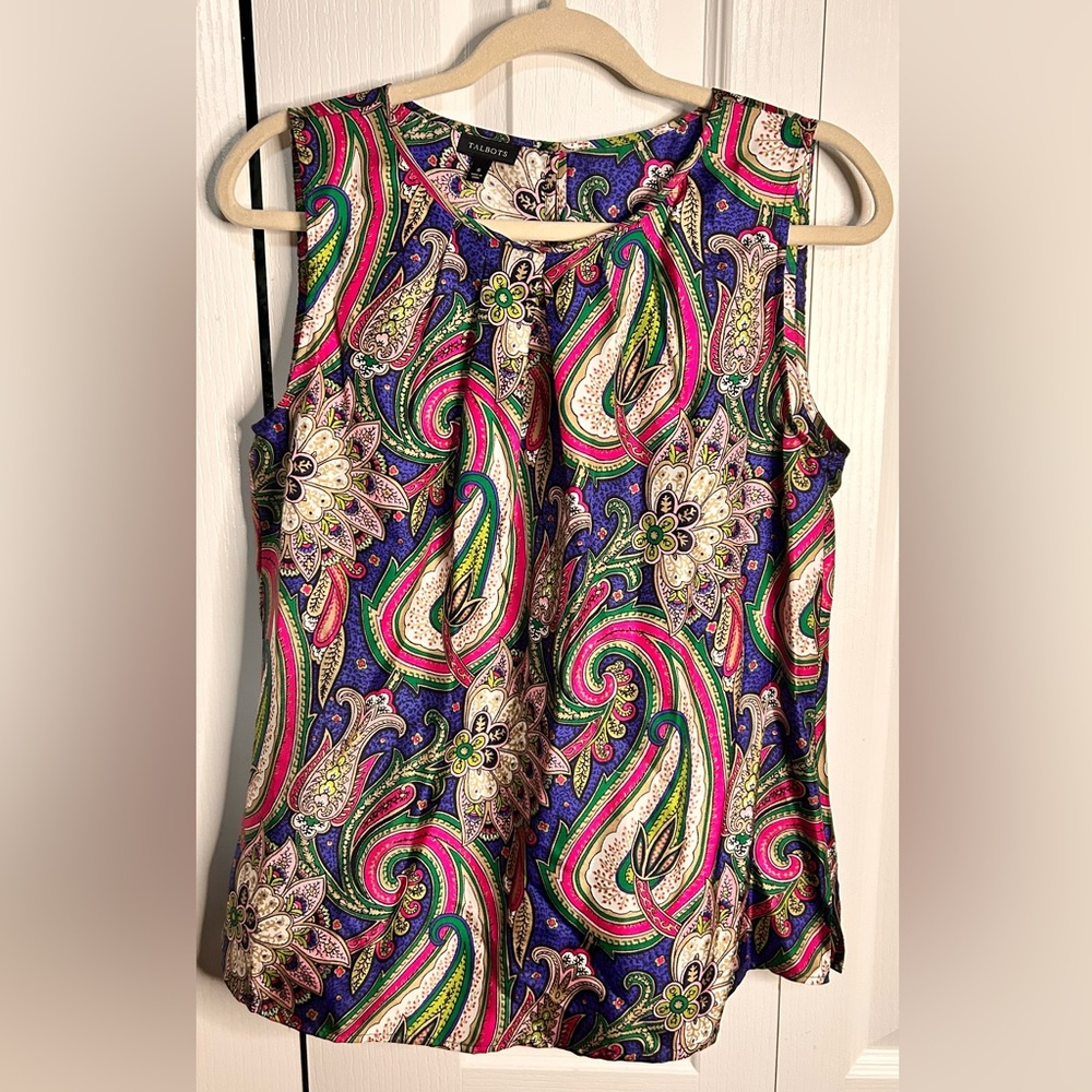Talbots Women’s‎ Silk Sleeveless Blouse Size 6 Multicolor Paisley Print Tank Top